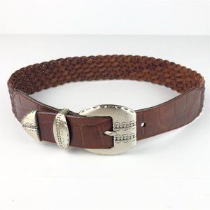 Vintage Tony Barcelo Braided Leather Belt Boho Western Women's Small 1.5" Wide